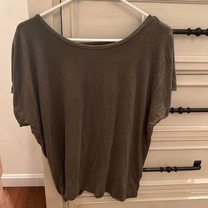 Olive green express T-shirt. With tie knot detail in back. Size M
